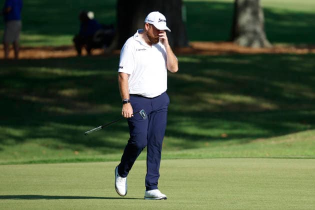 MEMPHIS, TN - AUGUST 14: Shane Lowry of Ireland reacts after a shot on No. 7 during the second round of the FedEx St. Jude Championship, August 14, 2026, at TPC Southwind in Memphis, Tennessee. (Photo by Matthew Maxey Icon Sportswire) GOLF: AUG 14 PGA, Golf Herren FedEx St. Jude Championship EDITORIAL USE ONLY Icon260814006