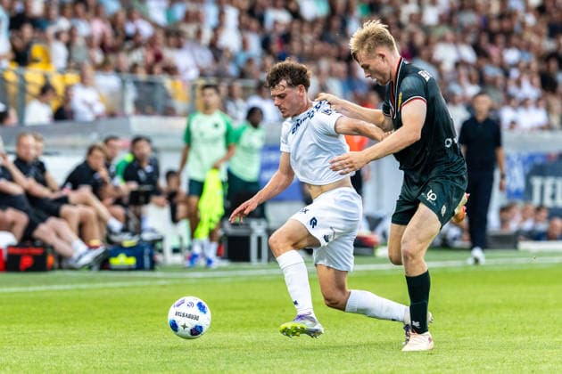 SC Telstar v Sparta Rotterdam - VriendenLoterij Eredivisie VELSEN-ZUID, NETHERLANDS - AUGUST 14: Nick Verschuren of Sparta Rotterdam and Patrick Brouwer of Telstar during the VriendenLoterij Eredivisie match between SC Telstar and Sparta Rotterdam at Buko Stadion on August 14, 2026 in Velsen-Zuid, Netherlands. Velsen-Zuid Buko Stadion Netherlands Content not available for redistribution in The Netherlands directly or indirectly through any third parties. Copyright: xMarcelxvanxPlateringenx