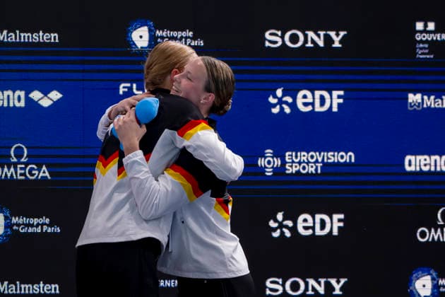 France, Paris, Centre Aquatique Olympique Metropole du Grand Paris, 14.08.2026, European Aquatics Championships, Day 15 - Final Session, Maya Werner and Isabel Gose, SC Magdeburg, Germany, Photo by Eibner Pressefoto Tino Henschel European Aquatics Championships, Day 15 - Final Session Paris *** France, Paris, Centre Aquatique Olympique Metropole du Grand Paris, August 14, 2026, European Aquatics Championships, Day 15 Final Session, Maya Werner and Isabel Gose, SC Magdeburg, Germany, Photo by Eibner Pressefoto Tino Henschel European Aquatics Championships, Day 15 Final Session, Paris Copyright: xEibnerxPressefotox