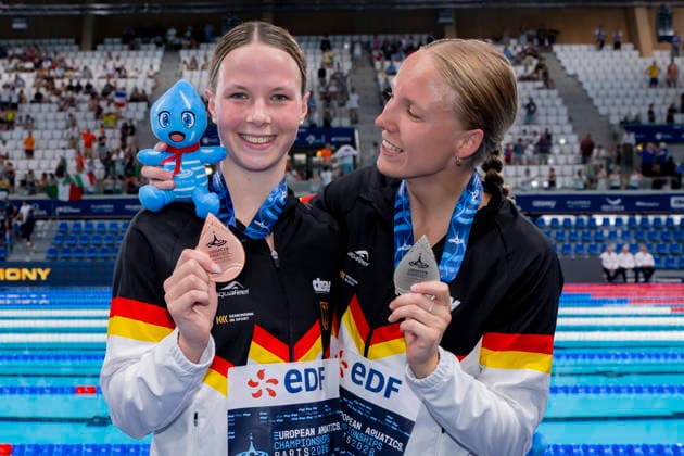 France, Paris, Centre Aquatique Olympique Metropole du Grand Paris, 14.08.2026, European Aquatics Championships, Day 15 - Final Session, Maya Werner and Isabel Gose, SC Magdeburg, Germany, Photo by Eibner Pressefoto Tino Henschel European Aquatics Championships, Day 15 - Final Session Paris *** France, Paris, Centre Aquatique Olympique Metropole du Grand Paris, August 14, 2026, European Aquatics Championships, Day 15 Final Session, Maya Werner and Isabel Gose, SC Magdeburg, Germany, Photo by Eibner Pressefoto Tino Henschel European Aquatics Championships, Day 15 Final Session, Paris Copyright: xEibnerxPressefotox