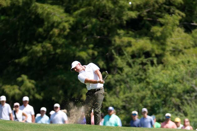 MEMPHIS, TN - AUGUST 14: Rory Mcllroy of Northern Ireland hits from the rough on No. 1 during the second round of the FedEx St. Jude Championship, August 14, 2026, at TPC Southwind in Memphis, Tennessee. (Photo by Matthew Maxey Icon Sportswire) GOLF: AUG 14 PGA, Golf Herren FedEx St. Jude Championship EDITORIAL USE ONLY Icon260814063