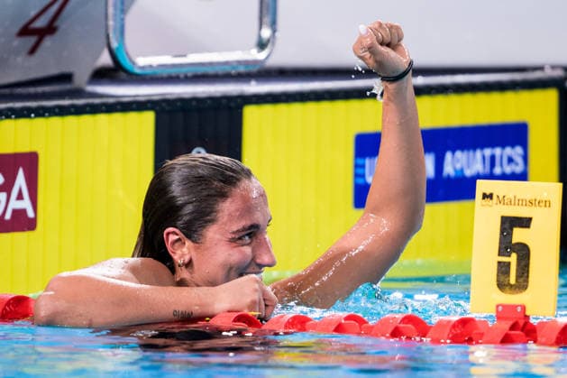 260814 Simona Quadarella of Italy celebrates after competing in women™s 1500 meters freestyle swimming final during day 15 of the 2026 European Aquatics Championships on August 14, 2026 in Saint-Denis. Photo: Joel Marklund BILDBYRAN kod JM JM0843 bbeng simning swimming svomming 2026 european aquatics championships em dam jubel *** August 14, 2026: Simona Quadarella of Italy celebrates after competing in the women’s 1,500-meter freestyle swimming final during Day 15 of the 2026 European Aquatics Championships on August 14, 2026 in Saint-Denis. Photo by Joel Marklund. BILDBYRAN code JM JM0843 bbeng swimming 2026 European Aquatics Championships European Championships women s celebration  Copyright: JOELxMARKLUND BB260814JM220