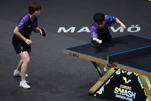 2026 WTT Europe Smash - Sweden - Main Draw - Day 5 Lin Shidong and Kuai Man of China compete against Lin Yun-Ju and Chen I-Ching of Taiwan during the Mixed Doubles semifinal at the 2026 Europe Smash at the Malmo Arena in Malmo, Sweden, on August 14, 2026. Malmo Sweden  Copyright: xRemyxGrosx originalFilename:gros-europesm260814_npi2S.jpg