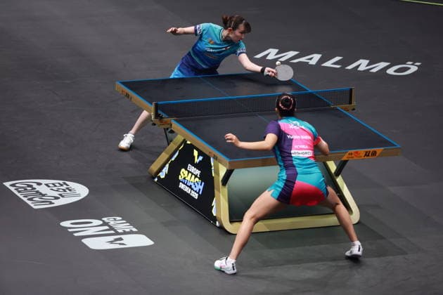 2026 WTT Europe Smash - Sweden - Main Draw - Day 5 Hina Hayata of Japan competes against Shin Yubin of South Korea during the Women s Singles Round of 16 at the 2026 Europe Smash at the Malmo Arena in Malmo, Sweden, on August 14, 2026. Malmo Sweden  Copyright: xRemyxGrosx originalFilename:gros-europesm260814_npzT5.jpg