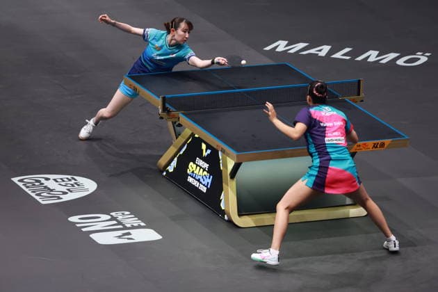 2026 WTT Europe Smash - Sweden - Main Draw - Day 5 Hina Hayata of Japan competes against Shin Yubin of South Korea during the Women s Singles Round of 16 at the 2026 Europe Smash at the Malmo Arena in Malmo, Sweden, on August 14, 2026. Malmo Sweden  Copyright: xRemyxGrosx originalFilename:gros-europesm260814_np9Oz.jpg