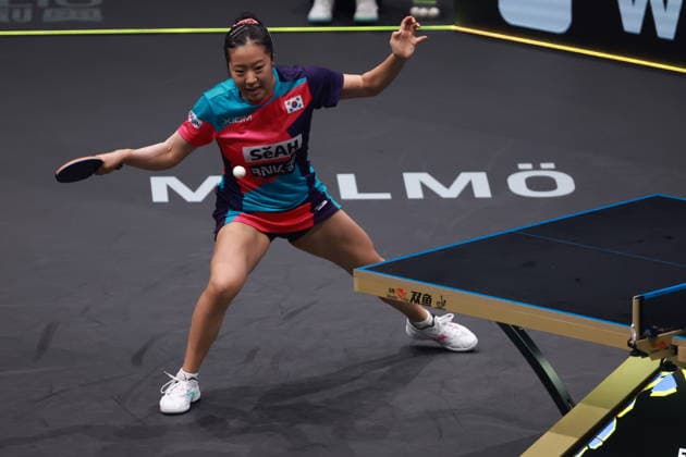 2026 WTT Europe Smash - Sweden - Main Draw - Day 5 Shin Yubin of South Korea competes against Hina Hayata of Japan during the Women s Singles Round of 16 at the 2026 Europe Smash at the Malmo Arena in Malmo, Sweden, on August 14, 2026. Malmo Sweden  Copyright: xRemyxGrosx originalFilename:gros-europesm260814_npOyH.jpg