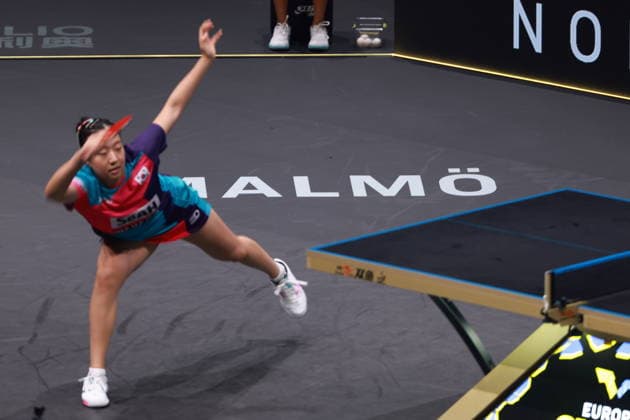 2026 WTT Europe Smash - Sweden - Main Draw - Day 5 Shin Yubin of South Korea competes against Hina Hayata of Japan during the Women s Singles Round of 16 at the 2026 Europe Smash at the Malmo Arena in Malmo, Sweden, on August 14, 2026. Malmo Sweden  Copyright: xRemyxGrosx originalFilename:gros-europesm260814_npboB.jpg