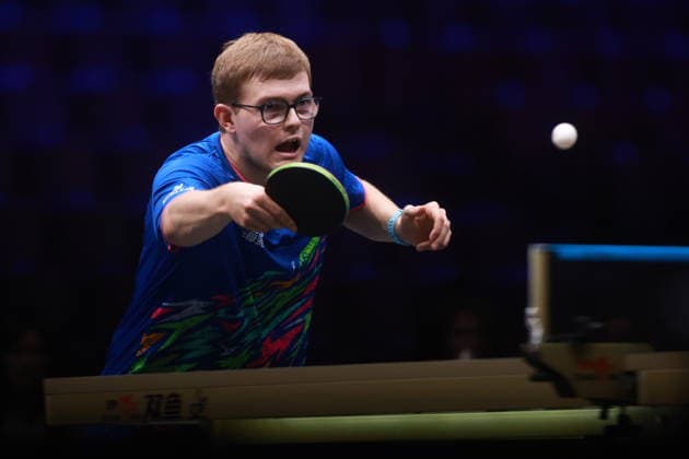 2026 WTT Europe Smash - Sweden - Main Draw - Day 5 Alexis Lebrun of France competes against Lin Shidong of China during the Men s Singles Round of 16 at the 2026 Europe Smash at the Malmo Arena in Malmo, Sweden, on August 14, 2026. Malmo Sweden  Copyright: xRemyxGrosx originalFilename:gros-europesm260814_nppLm.jpg