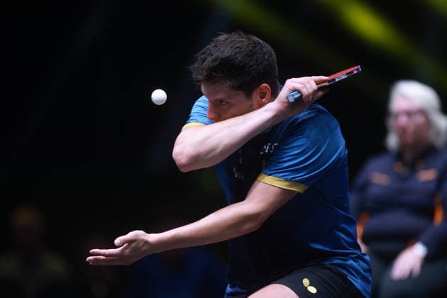 2026 WTT Europe Smash - Sweden - Main Draw - Day 5 Dimitrij Ovtcharov of Germany competes against Darko Jorgic of Slovenia during the Men s Singles Round of 16 at the 2026 Europe Smash at the Malmo Arena in Malmo, Sweden, on August 14, 2026. Malmo Sweden  Copyright: xRemyxGrosx originalFilename:gros-europesm260814_npofL.jpg