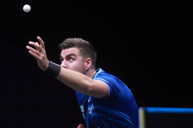 2026 WTT Europe Smash - Sweden - Main Draw - Day 5 Darko Jorgic of Slovenia competes against Dimitrij Ovtcharov of Germany during the Men s Singles Round of 16 at the 2026 Europe Smash at the Malmo Arena in Malmo, Sweden, on August 14, 2026. Malmo Sweden  Copyright: xRemyxGrosx originalFilename:gros-europesm260814_np132.jpg