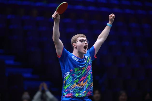 Sport Bilder des Tages 2026 WTT Europe Smash - Sweden - Main Draw - Day 5 Alexis Lebrun of France competes against Lin Shidong of China during the Men s Singles Round of 16 at the 2026 Europe Smash at the Malmo Arena in Malmo, Sweden, on August 14, 2026. Malmo Sweden  Copyright: xRemyxGrosx originalFilename:gros-europesm260814_npJLi.jpg
