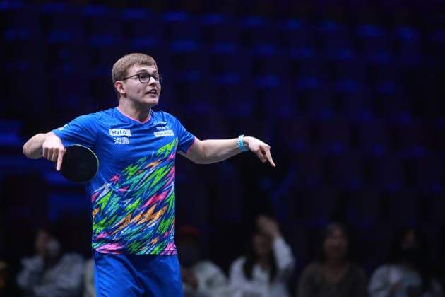 2026 WTT Europe Smash - Sweden - Main Draw - Day 5 Alexis Lebrun of France competes against Lin Shidong of China during the Men s Singles Round of 16 at the 2026 Europe Smash at the Malmo Arena in Malmo, Sweden, on August 14, 2026. Malmo Sweden  Copyright: xRemyxGrosx originalFilename:gros-europesm260814_npy7F.jpg