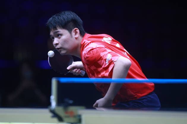 2026 WTT Europe Smash - Sweden - Main Draw - Day 5 Lin Shidong of China competes against Alexis Lebrun of France during the Men s Singles Round of 16 at the 2026 Europe Smash at the Malmo Arena in Malmo, Sweden, on August 14, 2026. Malmo Sweden  Copyright: xRemyxGrosx originalFilename:gros-europesm260814_npmQ7.jpg