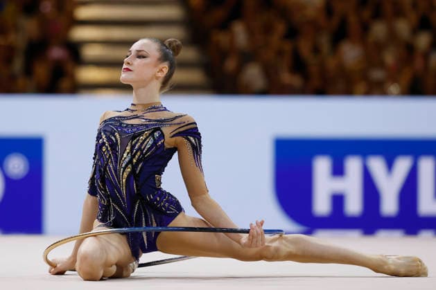 Darja Varfolomeev beim Mehrkampffinale Einzel der Rhythmischen Sportgymnastik-Weltmeisterschaft 2026 in Frankfurt am Main, Deutschland, am 14. August 2026. *** Darja Varfolomeev at the individual all-around final of the 2026 World Rhythmic Gymnastics Championships in Frankfurt am Main, Germany, on August 14, 2026 Copyright: HMBxMedia xHeikoxBecker