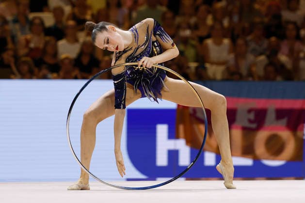 Darja Varfolomeev beim Mehrkampffinale Einzel der Rhythmischen Sportgymnastik-Weltmeisterschaft 2026 in Frankfurt am Main, Deutschland, am 14. August 2026. *** Darja Varfolomeev at the individual all-around final of the 2026 World Rhythmic Gymnastics Championships in Frankfurt am Main, Germany, on August 14, 2026 Copyright: HMBxMedia xHeikoxBecker