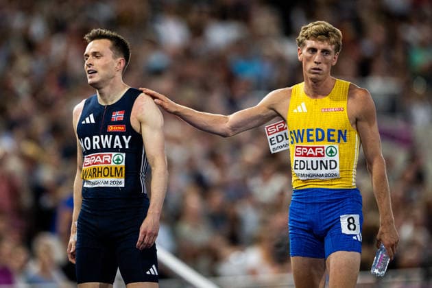 260814 Karsten Warholm of Norway and Oskar Edlund of Sweden after men s 400 meter hurdles final during day 5 of the 2026 European Athletics Championships on August 14, 2026 in Birmingham. Photo: Maxim Thore BILDBYRAN kod MT MT1070 friidrott athletics friidrett friidrotts-em em friidretts-em 2026 european athletics championships day 5 bbeng *** August 14, 2026: Karsten Warholm of Norway and Oskar Edlund of Sweden after the men’s 400-meter hurdles final on Day 5 of the 2026 European Athletics Championships on August 14, 2026 in Birmingham. Photo by Maxim Thore. BILDBYRAN code MT MT1070 track and field athletics friidrett friidrotts em em friidretts em 2026 European Athletics Championships Day 5 bbeng  Copyright: MAXIMxTHORE BB260814MT082