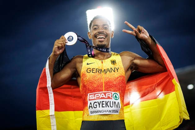 BIRMINGHAM, GREAT BRITAIN - AUGUST 14, 2026: Emil AGYEKUM (GER Germany) wins Silver in the 400m hurdles during the European Athletics Championships at Alexander Stadium on August 14, 2026 in Birmingham, Great Britain. Great Britain Copyright: xAxelxKohringx