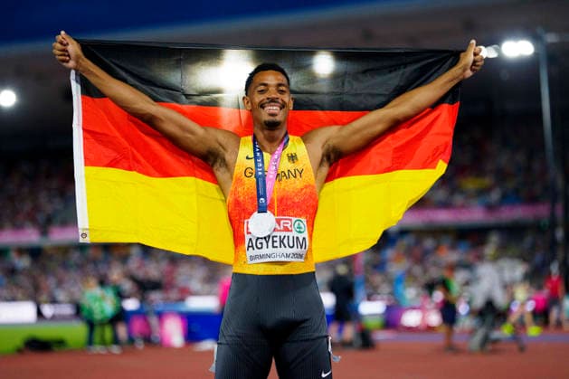 BIRMINGHAM, GREAT BRITAIN - AUGUST 14, 2026 : Second place for Emil AGYEKUM (GER Germany) over 400m hurdles during the European Athletics Championships at Alexander Stadium on August 14, 2026 in Birmingham, Great Britain. Great Britain Copyright: xLeahxKohringx