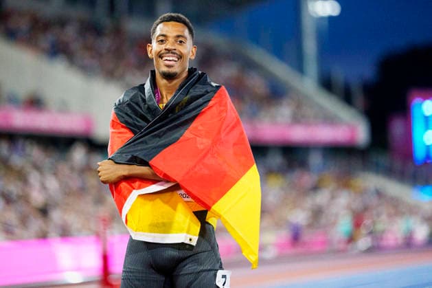 BIRMINGHAM, GREAT BRITAIN - AUGUST 14, 2026 : Second place for Emil AGYEKUM (GER Germany) over 400m hurdles during the European Athletics Championships at Alexander Stadium on August 14, 2026 in Birmingham, Great Britain. Great Britain Copyright: xLeahxKohringx