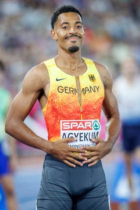 BIRMINGHAM, GREAT BRITAIN - AUGUST 14, 2026: Emil AGYEKUM (GER Germany) before the start, wins Silver in the 400m hurdles during the European Athletics Championships at Alexander Stadium on August 14, 2026 in Birmingham, Great Britain. Great Britain Copyright: xAxelxKohringx
