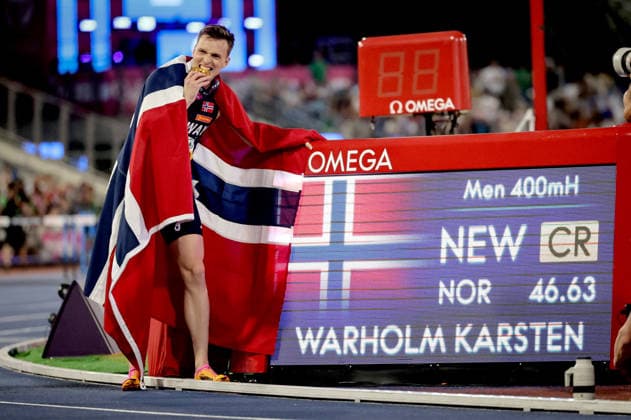 2026 European Athletics Championships, Alexander Stadium, Birmingham, England 14 8 2026 Men™s 400m Hurdles Norway™s Karsten Warholm celebrates winning Karsten Warholm celebrates winning 14 8 2026  Copyright: xx 0U6A4816