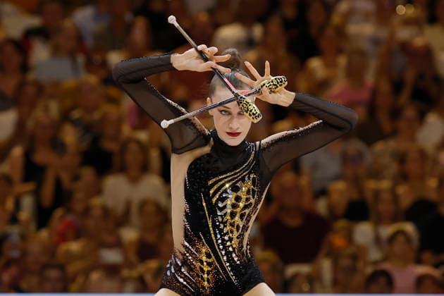 Darja Varfolomeev beim Mehrkampffinale Einzel der Rhythmischen Sportgymnastik-Weltmeisterschaft 2026 in Frankfurt am Main, Deutschland, am 14. August 2026. *** Darja Varfolomeev at the individual all-around final of the 2026 Rhythmic Gymnastics World Championships in Frankfurt am Main, Germany, on August 14, 2026 Copyright: HMBxMedia xHeikoxBecker