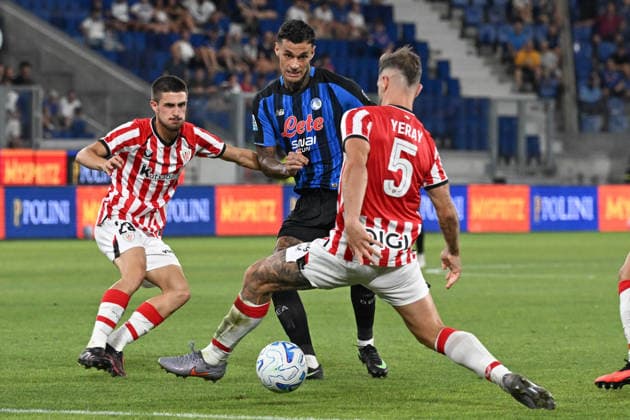 IPA87480936 - Gianluca Scamacca (Atalanta BC) in action during the Atalanta BC vs. Athletic Club friendly soccer match in Bergamo, Italy, on August 14, 2026  Copyright: xGianlucaxRicci IPAxSportx xx 87480936