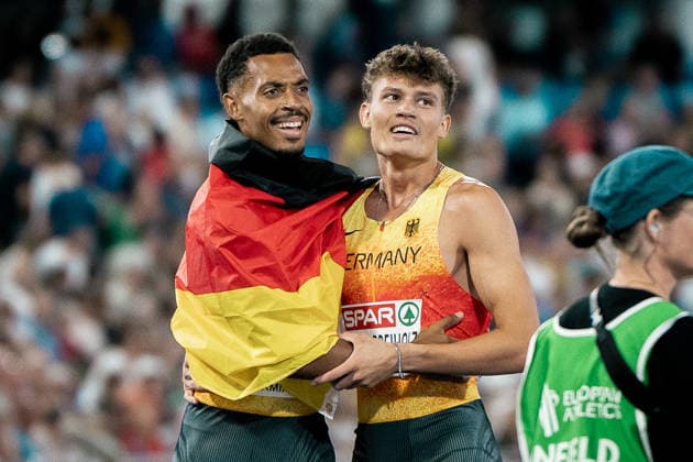Emil Agyekum (SCC Berlin, 400m Huerden Maenner), Owe Fischer-Breiholz (Koenigsteiner LV, 400m Huerden Maenner), GBR, Leichtathletik, Athletics, European Athletics Championships 2026, Leichtathletik Europameisterschaft 2026, Birmingham 2026, 09.08.2026, GBR, Leichtathletik, Athletics, European Athletics Championships 2026, Leichtathletik Europameisterschaft 2026, Birmingham 2026, 09.08.2026 Birmingham *** Emil Agyekum, SCC Berlin, Men s 400m Hurdles, Owe Fischer Breiholz Koenigsteiner LV, Men s 400m Hurdles, GBR, Track and Field, Athletics, 2026 European Athletics Championships, 2026 European Track and Field Championships, Birmingham 2026, August 9, 2026, GBR, Track and Field, Athletics, 2026 European Athletics Championships, 2026 European Track and Field Championships, Birmingham 2026, August 9, 2026, Birmingham Copyright: xStefanxMayerx EP_SMR