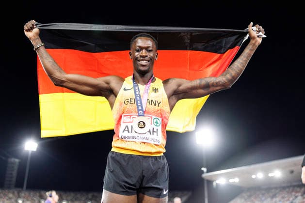 BIRMINGHAM, GREAT BRITAIN - AUGUST 14, 2026: Owen ANSAH (GER Germany) wins Gold in the 200m final during the European Athletics Championships at Alexander Stadium on August 14, 2026 in Birmingham, Great Britain. Great Britain Copyright: xAxelxKohringx