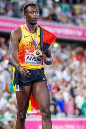 BIRMINGHAM, GREAT BRITAIN - AUGUST 14, 2026: Owen ANSAH (GER Germany) wins Gold in the 200m final during the European Athletics Championships at Alexander Stadium on August 14, 2026 in Birmingham, Great Britain. Great Britain Copyright: xAxelxKohringx