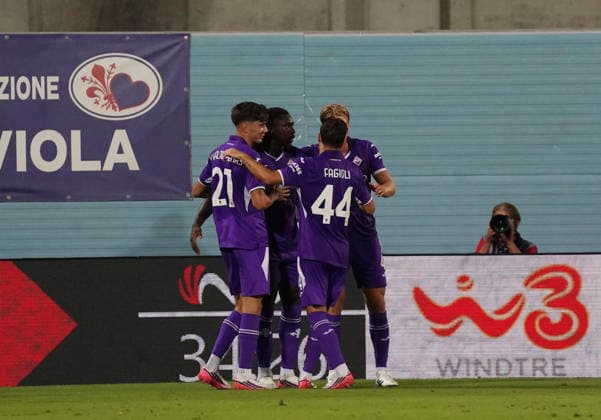 Celebrities Fiorentina s .Moise Keane make a score goal of 2-0 ........during the round of 32 of the 2026 27 Frecciarossa Italian Cup between Fiorentina vs Benevento at Artemio Franchi Stadium in Florence Italy, Friday, August 14 2026, - Soccer.  Copyright: xAlessandroxLaxRocca-LaPressex