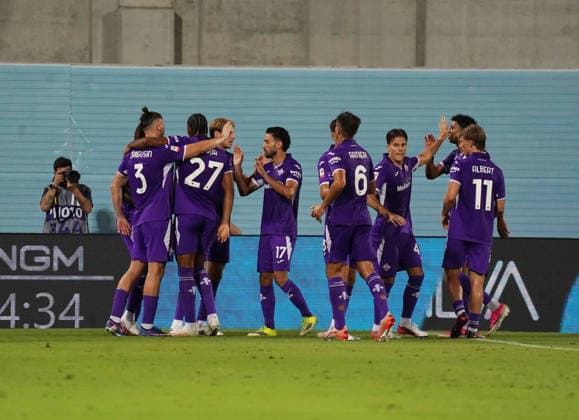 Celebrities Fiorentina s .Moise Keane make a score goal of 2-0 ........during the round of 32 of the 2026 27 Frecciarossa Italian Cup between Fiorentina vs Benevento at Artemio Franchi Stadium in Florence Italy, Friday, August 14 2026, - Soccer.  Copyright: xAlessandroxLaxRocca-LaPressex