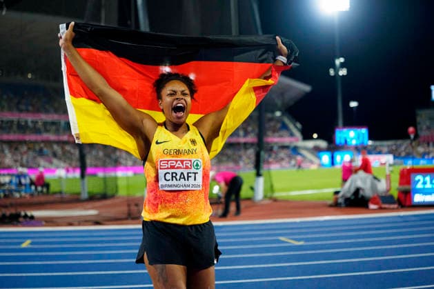 BIRMINGHAM, GREAT BRITAIN - AUGUST 14, 2026 : Second place in the in the discus throw: Shanice CRAFT (GER Germany) during the European Athletics Championships at Alexander Stadium on August 14, 2026 in Birmingham, Great Britain. Great Britain Copyright: xLeahxKohringx