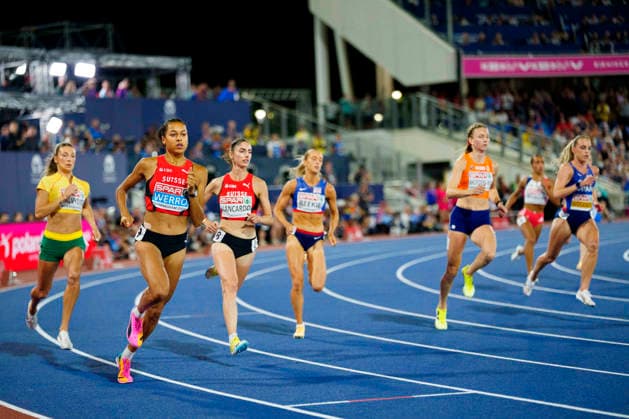 BIRMINGHAM, GREAT BRITAIN - AUGUST 14, 2026 : Audrey WERRO (SUI Switzerland) competing in the 800m final during the European Athletics Championships at Alexander Stadium on August 14, 2026 in Birmingham, Great Britain. Great Britain Copyright: xLeahxKohringx