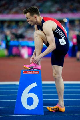 BIRMINGHAM, GREAT BRITAIN - AUGUST 14, 2026 : Karsten WARHOLM (NOR Norway) competing in the 400m hurdles final during the European Athletics Championships at Alexander Stadium on August 14, 2026 in Birmingham, Great Britain. Great Britain Copyright: xLeahxKohringx