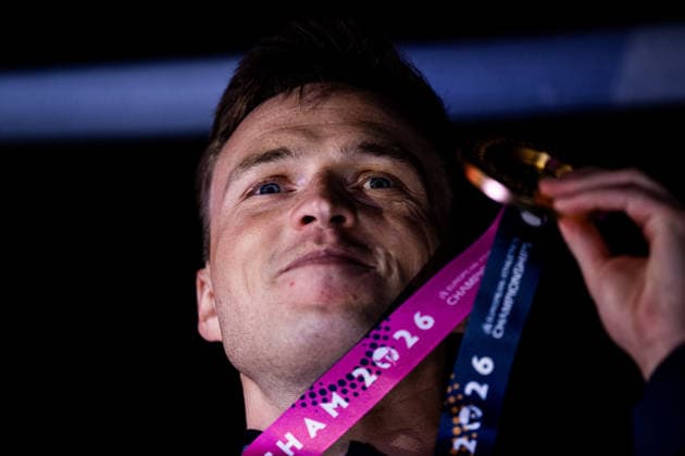 260814 Karsten Warholm of Norway during medal ceremony after men s 400 meter hurdles final during day 5 of the 2026 European Athletics Championships on August 14, 2026 in Birmingham. Photo: Mathias Bergeld BILDBYRAN kod MB MT1070 friidrott athletics friidrett friidrotts-em em friidretts-em 2026 european athletics championships day 5 bbeng *** August 14, 2026: Karsten Warholm of Norway during the medal ceremony following the men’s 400-meter hurdles final on Day 5 of the 2026 European Athletics Championships in Birmingham. 2026 in Birmingham. Photo by Mathias Bergeld. BILDBYRAN code MB MT1070. track and field, athletics, friidrett, friidrotts EM, 2026 European Athletics Championships, Day 5, bbeng  Copyright: MATHIASxBERGELD BB260814MB166