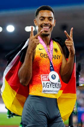 BIRMINGHAM, GREAT BRITAIN - AUGUST 14, 2026 : Second place for Emil AGYEKUM (GER Germany) over 400m hurdles during the European Athletics Championships at Alexander Stadium on August 14, 2026 in Birmingham, Great Britain. Great Britain Copyright: xLeahxKohringx