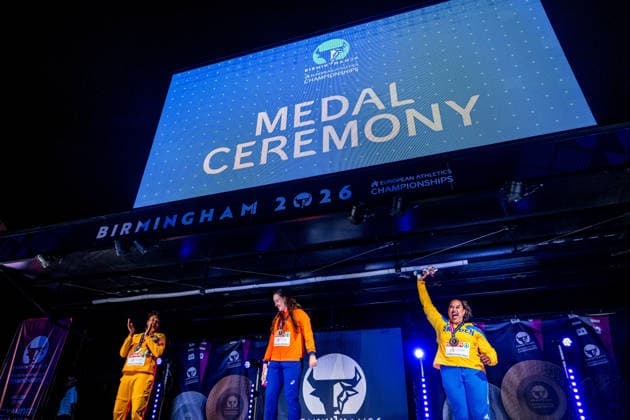 260814 Shanice Craft of Germany, Jorinde van Klinken of Netherlands and Vanessa Kamga of Sweden at the medal ceremony after women™s discus throw final during day 5 of the 2026 European Athletics Championships on August 14, 2026 in Birmingham. Photo: Mathias Bergeld BILDBYRAN kod MB MT1070 friidrott athletics friidrett friidrotts-em em friidretts-em 2026 european athletics championships day 5 bbeng *** August 14, 2026: Shanice Craft of Germany, Jorinde van Klinken of the Netherlands, and Vanessa Kamga of Sweden at the medal ceremony following the women’s discus throw final on Day 5 of the 2026 European Athletics Championships on August 14, 2026 in Birmingham. Photo by Mathias Bergeld. BILDBYRAN code MB MT1070. track and field, athletics, friidrett, friidrotts EM, 2026 European Athletics Championships, Day 5, bbeng  Copyright: MATHIASxBERGELD BB260814MB177