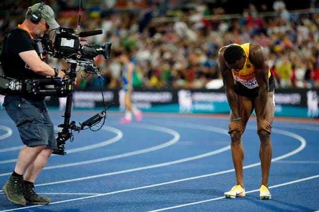 BIRMINGHAM, GREAT BRITAIN - AUGUST 14, 2026 : European Champion over 200m: Owen ANSAH (GER Germany) during the European Athletics Championships at Alexander Stadium on August 14, 2026 in Birmingham, Great Britain. Great Britain Copyright: xLeahxKohringx