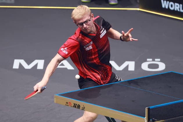 2026 WTT Europe Smash - Sweden - Main Draw - Day 5 Felix Lebrun of France competes against Thibault Poret of France during the Men s Singles - Round of 16 at the 2026 Europe Smash at the Malmo Arena in Malmo, Sweden, on August 14, 2026. Malmo Sweden  Copyright: xRemyxGrosx originalFilename:gros-europesm260814_np54u.jpg