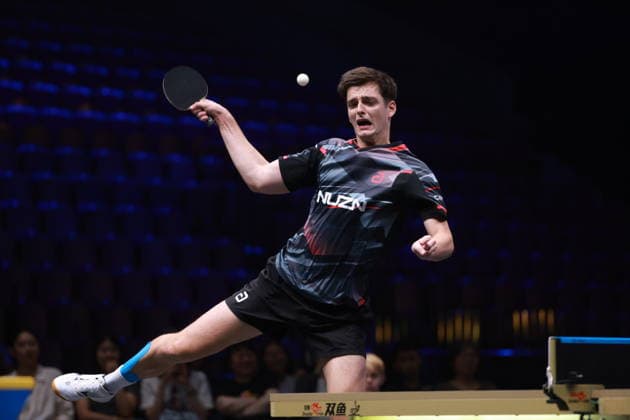 2026 WTT Europe Smash - Sweden - Main Draw - Day 5 Thibault Poret of France competes against Felix Lebrun of France during the Men s Singles - Round of 16 at the 2026 Europe Smash at the Malmo Arena in Malmo, Sweden, on August 14, 2026. Malmo Sweden  Copyright: xRemyxGrosx originalFilename:gros-europesm260814_npYyQ.jpg