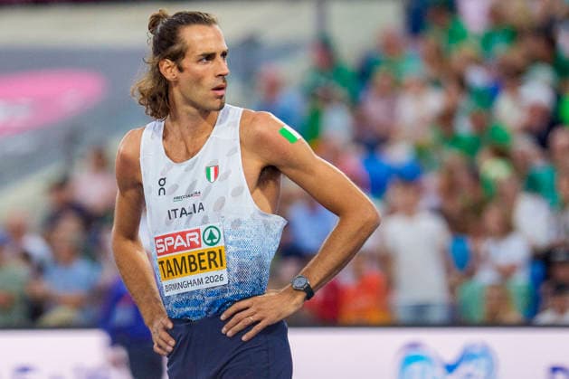 BIRMINGHAM, GREAT BRITAIN - AUGUST 14, 2026 : Gianmarco TAMBERI (ITA Italy) competing in the high jump final during the European Athletics Championships at Alexander Stadium on August 14, 2026 in Birmingham, Great Britain. Great Britain Copyright: xLeahxKohringx