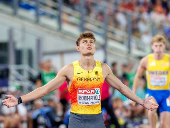 BIRMINGHAM, GREAT BRITAIN - AUGUST 14, 2026: Owe FISCHER-BREIHOLZ (GER Germany) before the 400m hurdles final during the European Athletics Championships at Alexander Stadium on August 14, 2026 in Birmingham, Great Britain. Great Britain Copyright: xAxelxKohringx