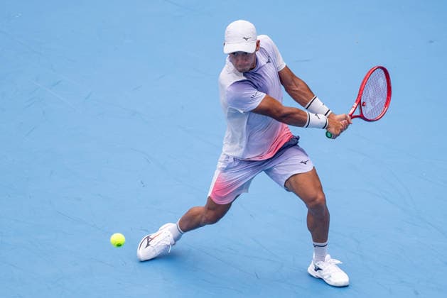 August 14, 2026, Mason, Ohio, U.S: Sebastian Baez (ARG) prepares to hit a two-handed backhand during FridayÃ¢â‚¬â ¢s first round of the Cincinnati Open at the Lindner Family Tennis Center , Mason, Oh. Mason U.S - ZUMAs304 20260814_zaf_s304_051 Copyright: xScottxStuartx