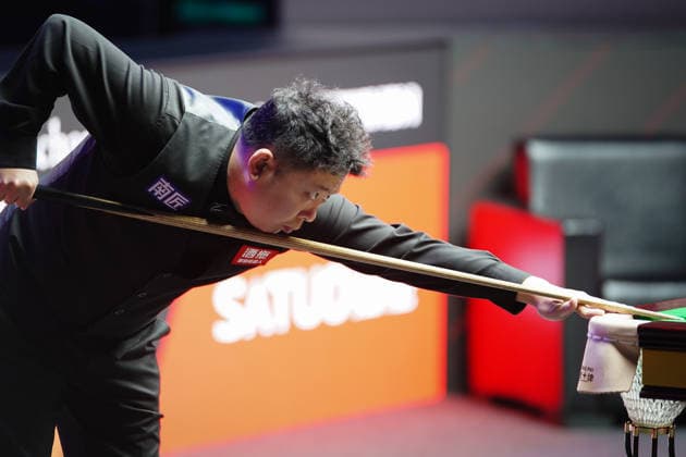 TAIYUAN, CHINA - AUGUST 14: Zhang Anda of China plays a shot in the Quarterfinal match against Stuart Bingham of England on day 7 of the 2026 World Snooker Tour China Open at Taiyuan Binhe Sports Center on August 14, 2026 in Taiyuan, Shanxi Province of China.  Copyright: xTaixChengzhex 111660012670