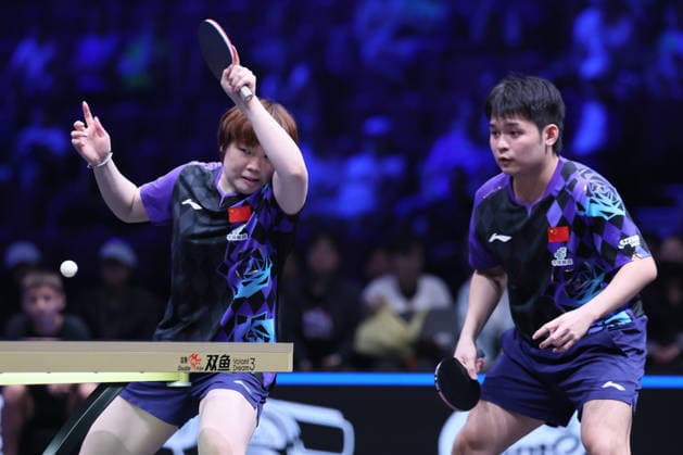 MALMO, SWEDEN - AUGUST 14: Lin Shidong and Kuai Man of China compete in the Mixed Doubles Final match against Wong Chun Ting and Doo Hoi Kem of Hong Kong on Day 5 of Europe Smash Sweden 2026 at Baltiska Hallen on August 14, 2026 in Malmo, Sweden.  Copyright: xVCGx 111660071440