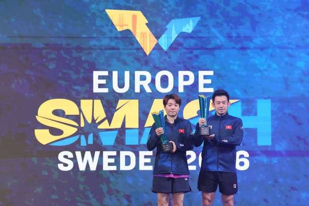 MALMO, SWEDEN - AUGUST 14: Wong Chun Ting and Doo Hoi Kem of Hong Kong pose with trophy after the Mixed Doubles Final match against Lin Shidong and Kuai Man of China on Day 5 of Europe Smash Sweden 2026 at Baltiska Hallen on August 14, 2026 in Malmo, Sweden.  Copyright: xVCGx 111660071455