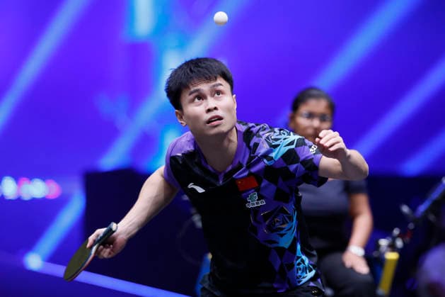 MALMO, SWEDEN - AUGUST 14: Zhou Qihao of China competes in the Men s Singles Round of 16 match against Sora Matsushima of Japan on Day 5 of Europe Smash Sweden 2026 at Malmo Arena on August 14, 2026 in Malmo, Sweden.  Copyright: xVCGx 111660071473