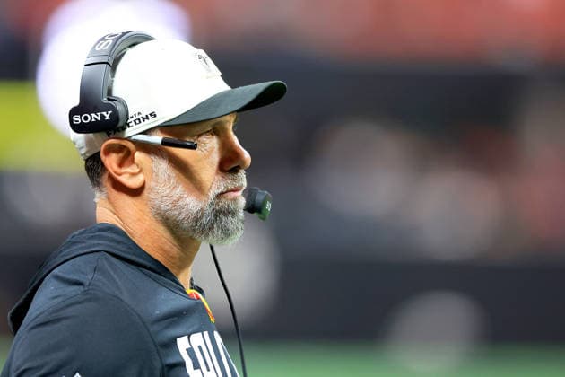 ATLANTA, GA - AUGUST 14: Falcons Defensive Coordinator Jeff Ulbrich during the Friday evening NFL, American Football Herren, USA preseason football game between the Atlanta Falcons and the Denver Broncos on August 14, 2026 at Mercedes-Benz Stadium in Atlanta, Georgia. (Photo by David J. Griffin Icon Sportswire) NFL: AUG 14 Broncos at Falcons EDITORIAL USE ONLY Icon9532608145067