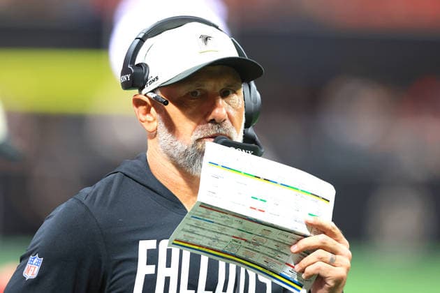 ATLANTA, GA - AUGUST 14: Falcons Defensive Coordinator Jeff Ulbrich during the Friday evening NFL, American Football Herren, USA preseason football game between the Atlanta Falcons and the Denver Broncos on August 14, 2026 at Mercedes-Benz Stadium in Atlanta, Georgia. (Photo by David J. Griffin Icon Sportswire) NFL: AUG 14 Broncos at Falcons EDITORIAL USE ONLY Icon9532608145068